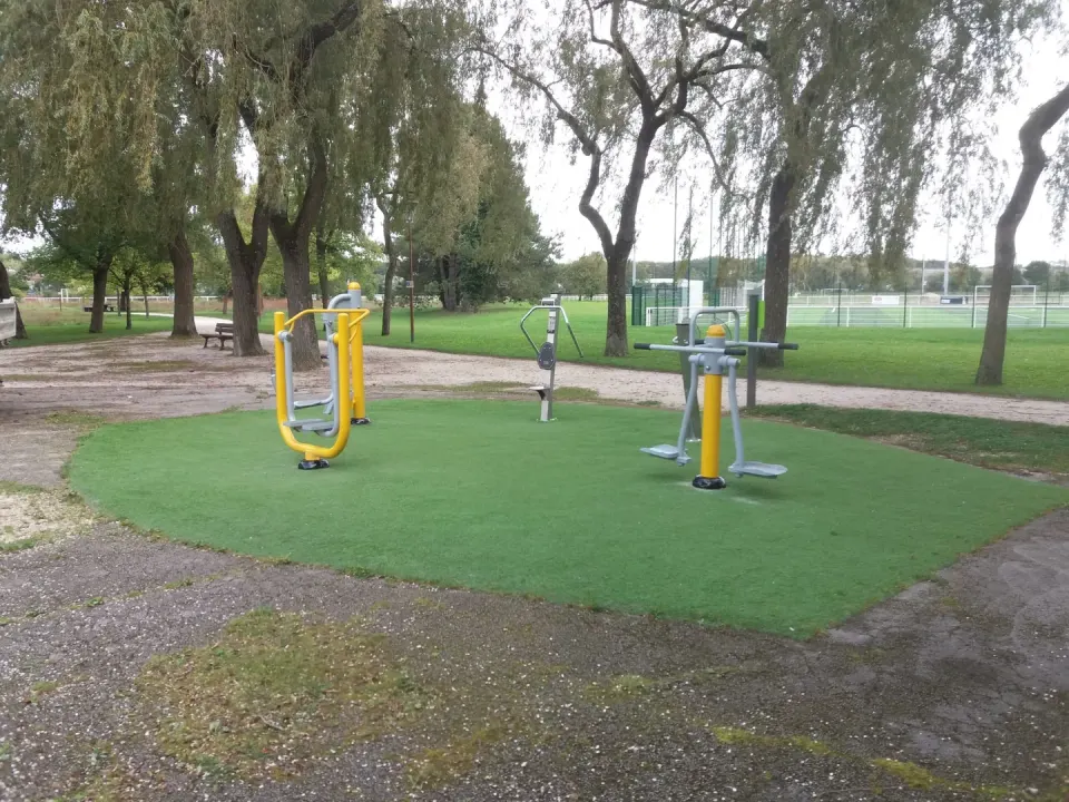 outdoor fitness area in a sports complex