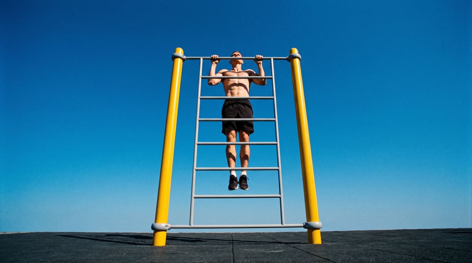 Outdoor training equipment seen from below