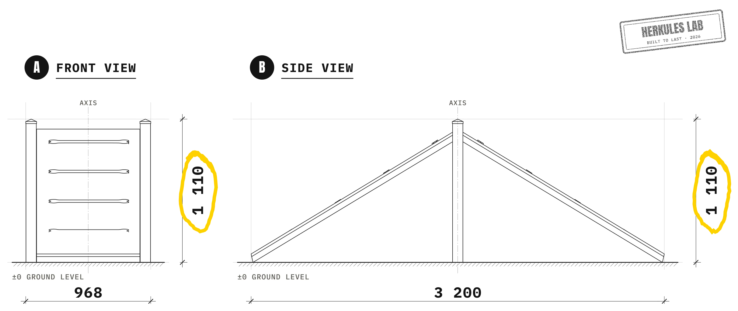 Grand Bridge - Dog Agility course — Dimensioned drawing