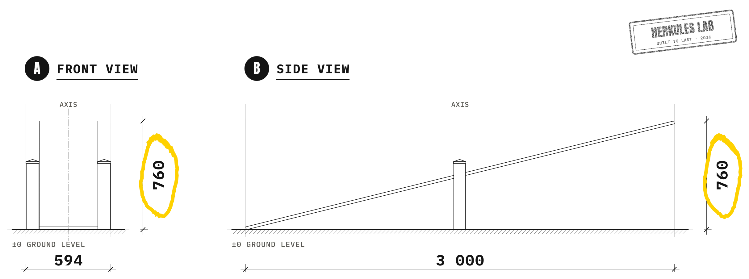 Grande Balance - Dog Agility course — Dimensioned drawing