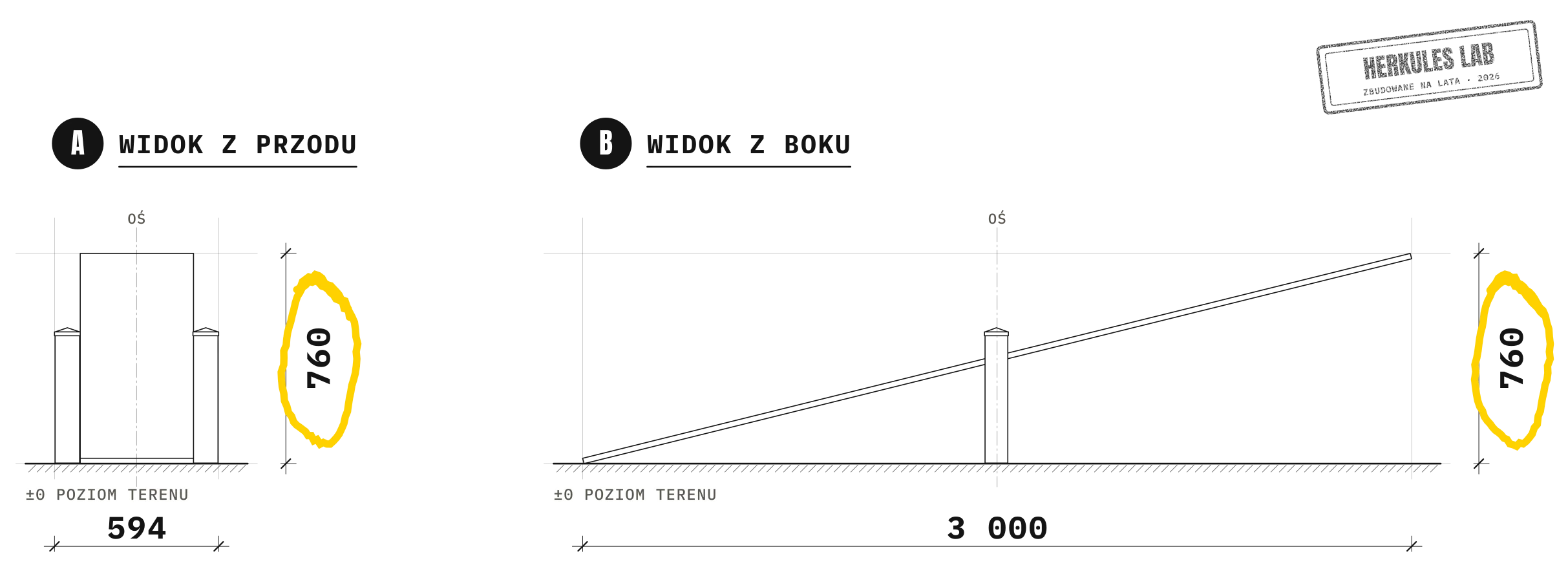 Grande Balance - tor zręcznościowy dla psów — Rysunek wymiarowy