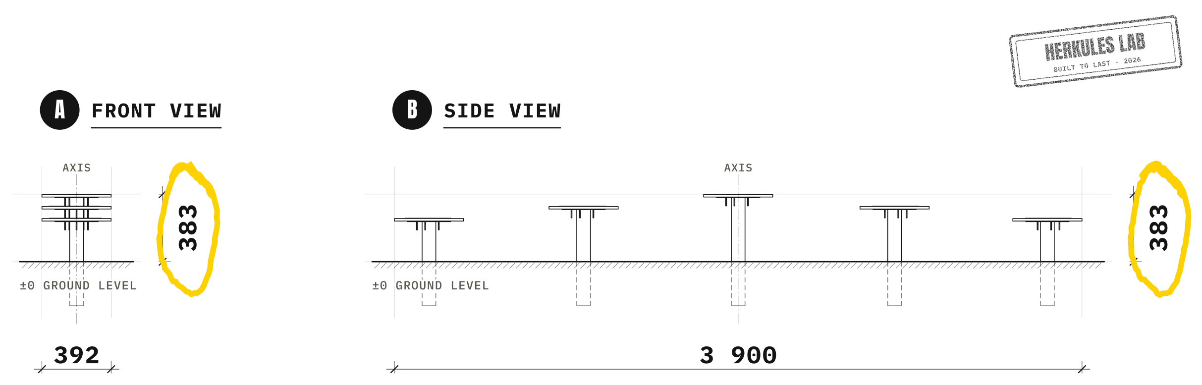Mushrooms - Dog Agility course — Dimensioned drawing