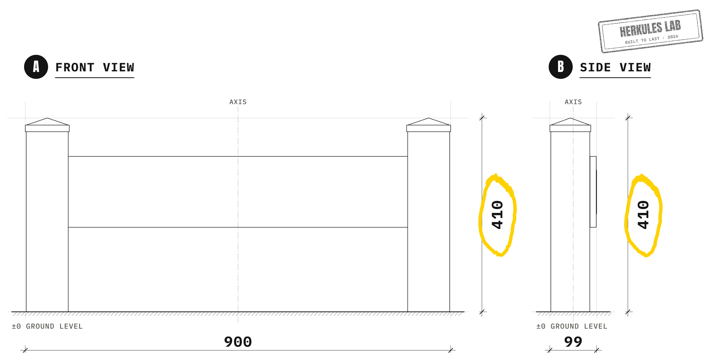 Obstacles - Dog Agility course — Dimensioned drawing