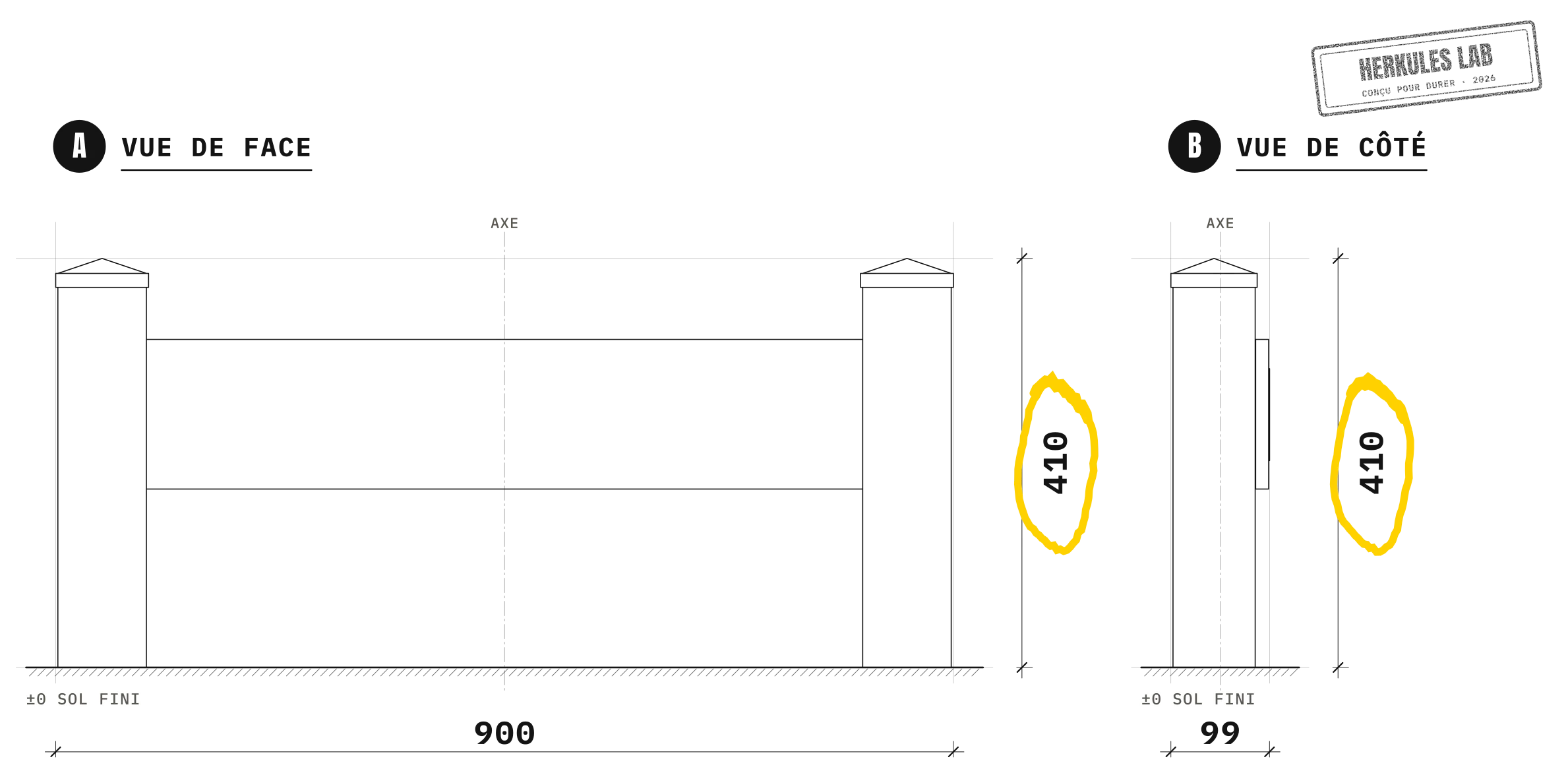 Obstacles Pattes - Parcours Agility Chien — Plan coté