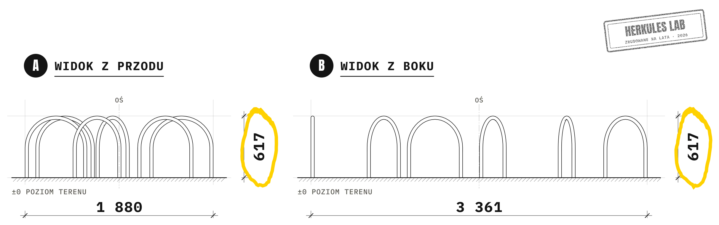 Tube Track - tor agility dla psów — Rysunek wymiarowy