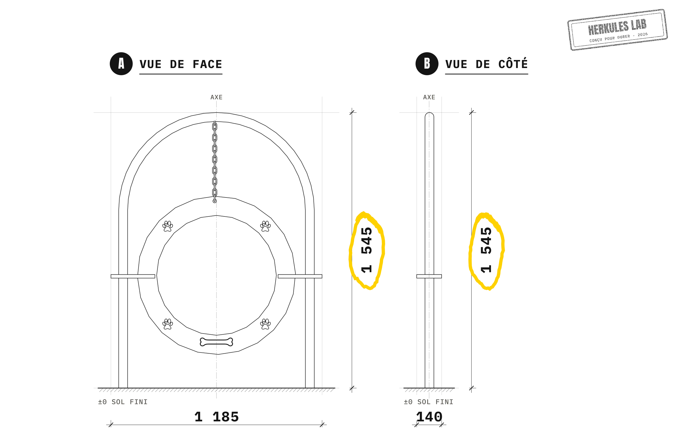 Cercle Flot - Parcours Agility Chien — Plan coté