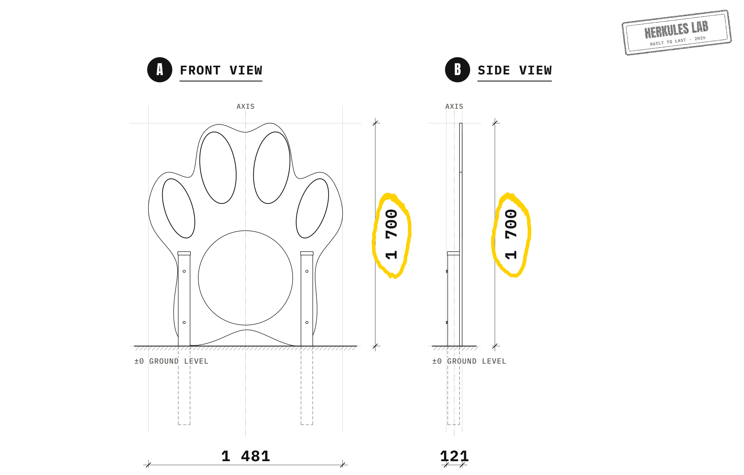 Paw - Dog Agility course — Dimensioned drawing