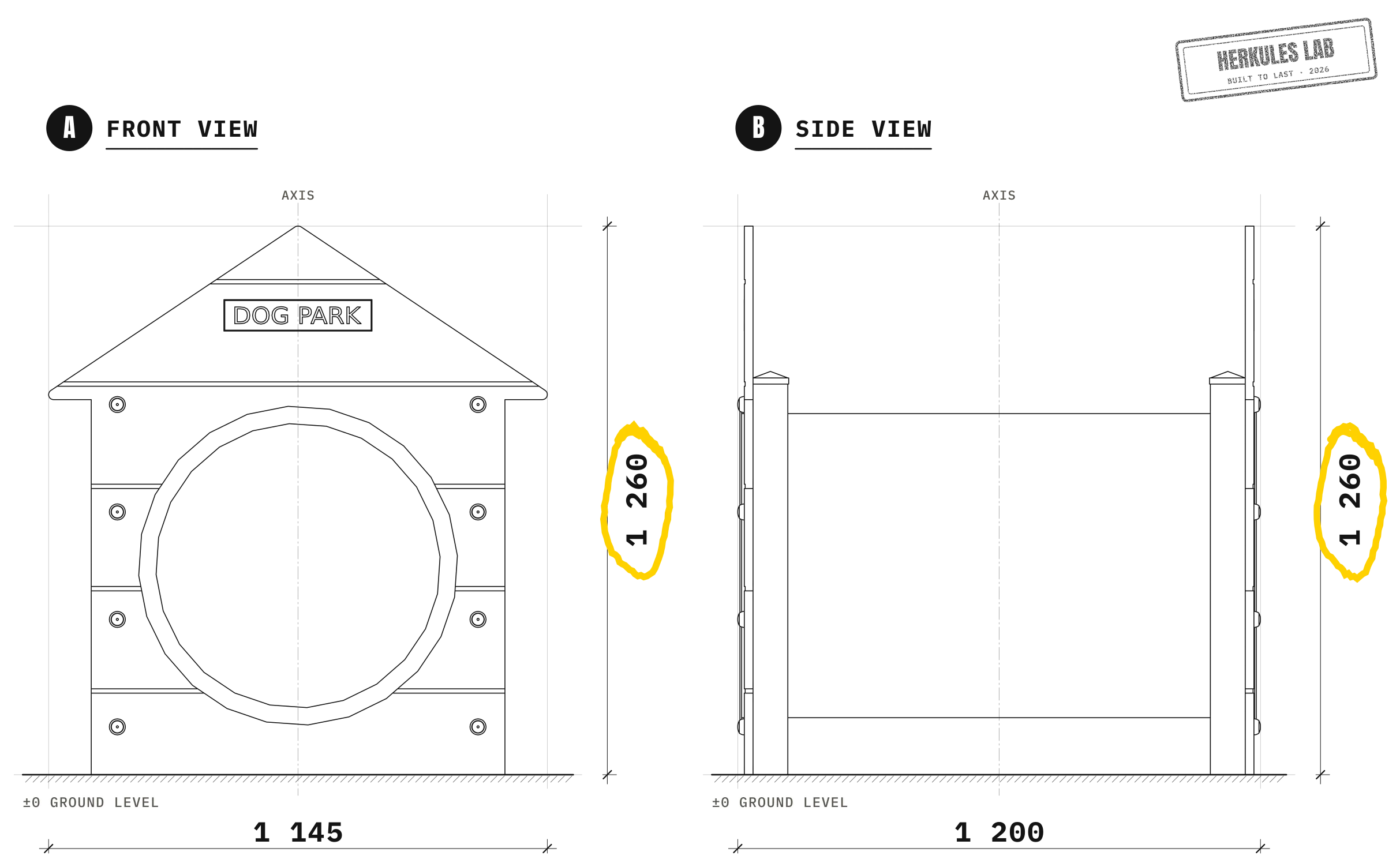 Tube Maison - Dog Agility course — Dimensioned drawing
