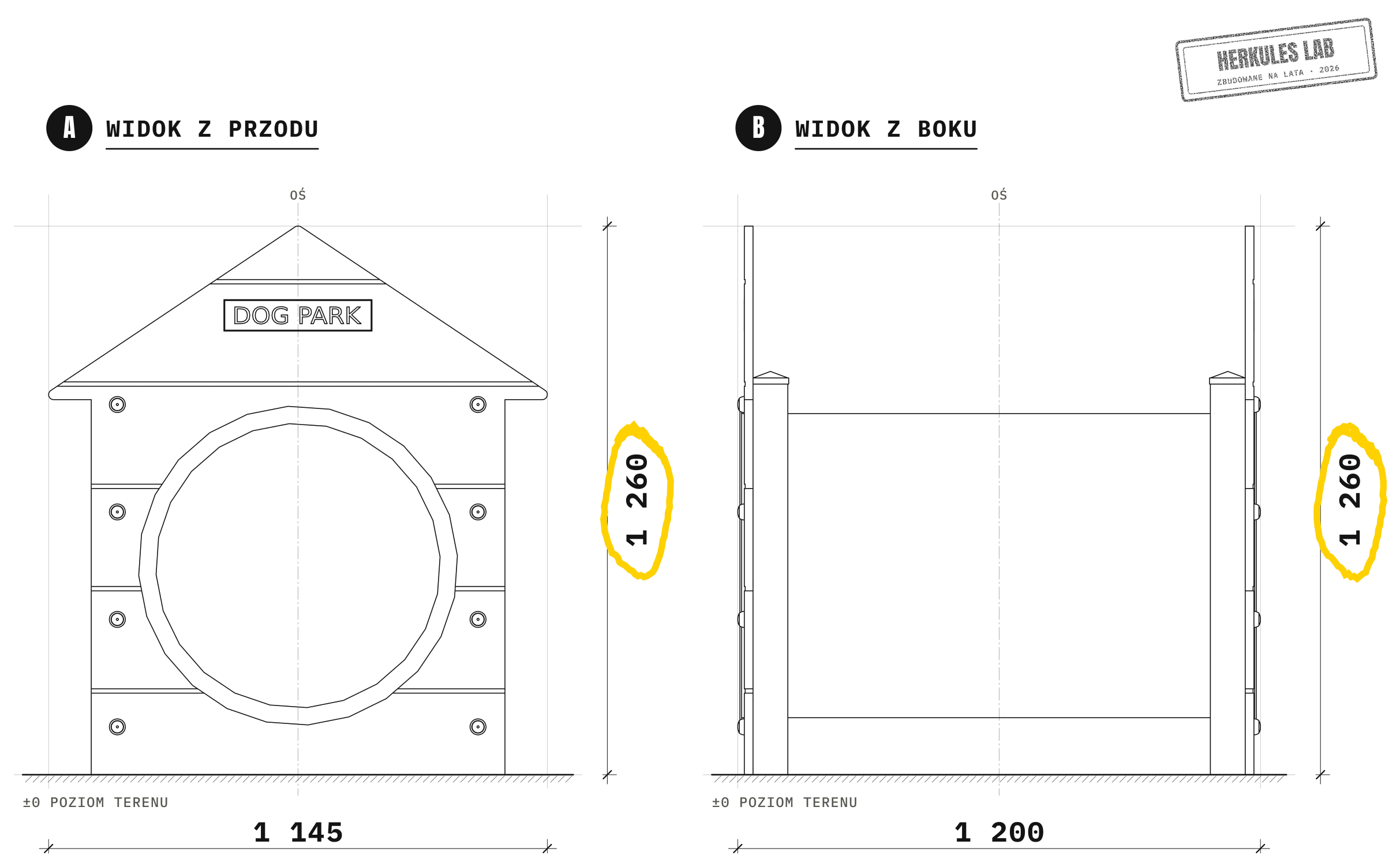 Tube Maison - tor agility dla psów — Rysunek wymiarowy