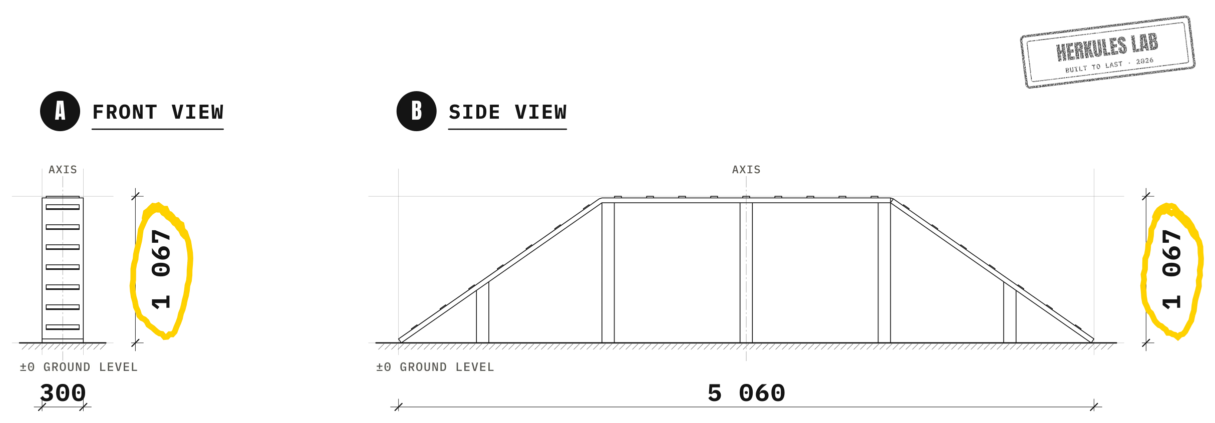 A-Frame Grand - Dog Agility Course — Dimensioned drawing
