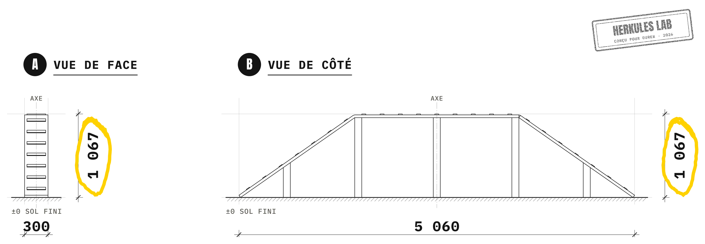 A-Frame Grand - Parcours Agility Chien — Plan coté