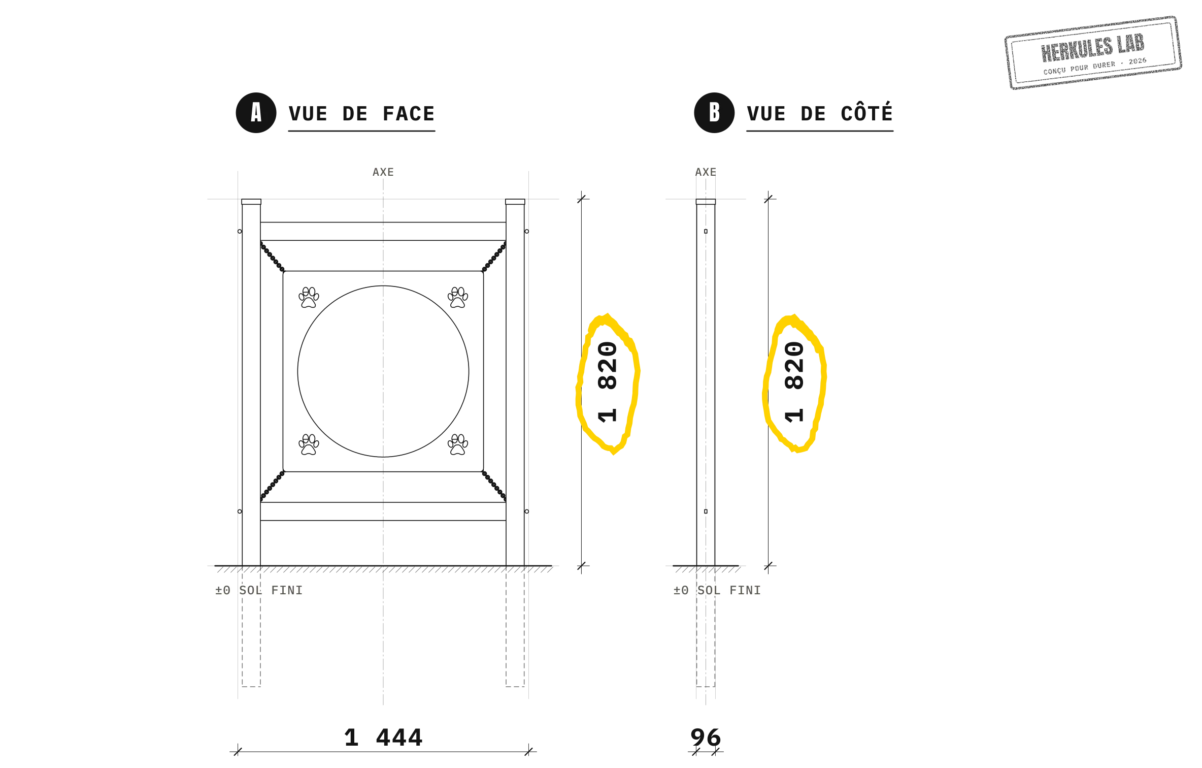 Cerceau - Parcours Agility Chien — Plan coté