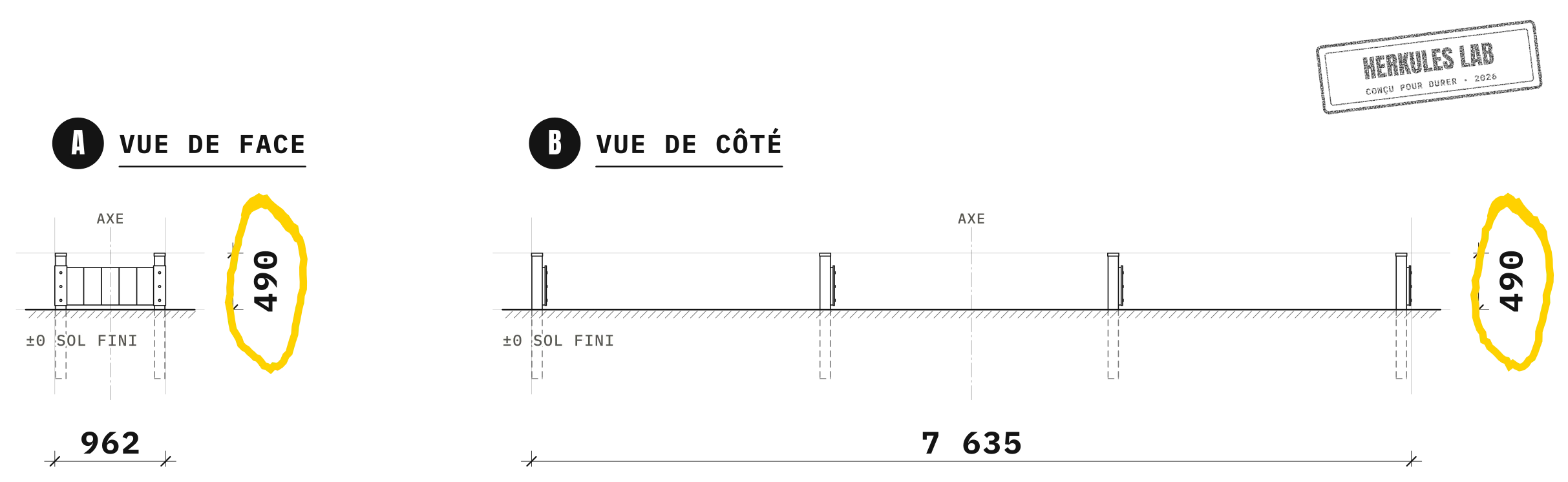 Petits Murs - Parcours Agility Chien — Plan coté