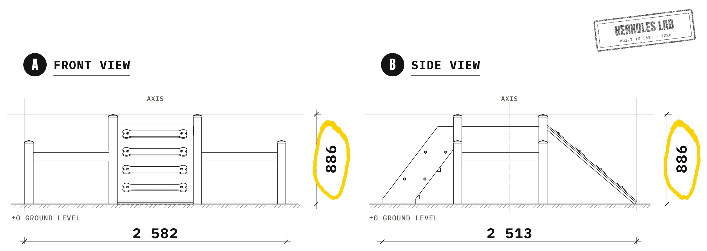 Dog Park 3 - Dog Agility course — Dimensioned drawing