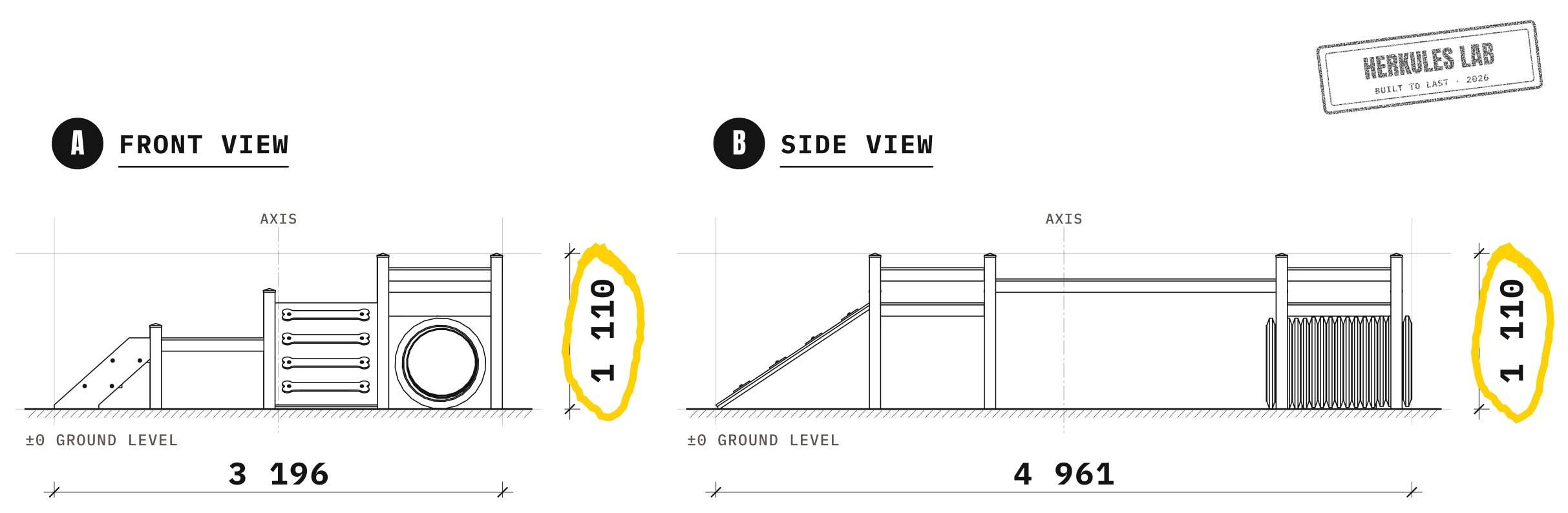 Dog Park 2 - Dog Agility course — Dimensioned drawing