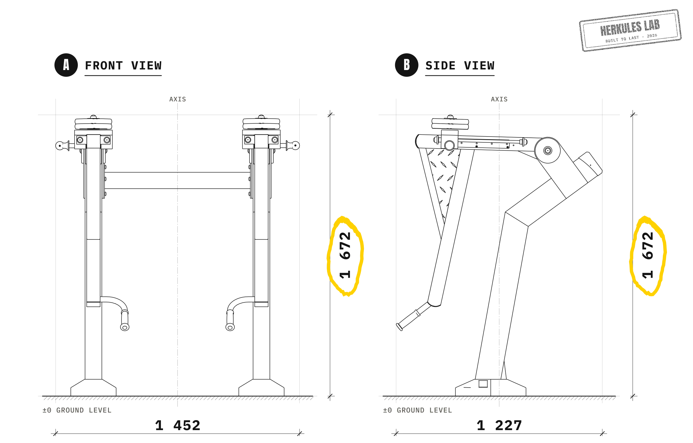 Dead Lift - Adjustable weight machines — Dimensioned drawing