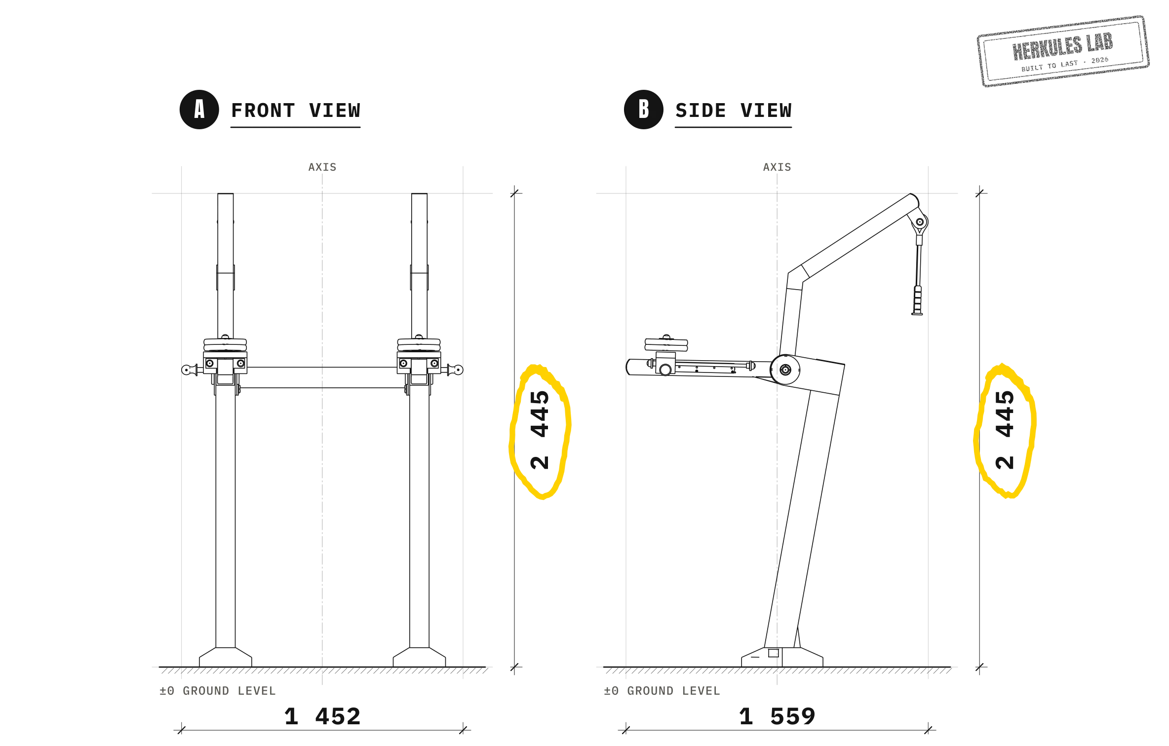 Back Press - Adjustable weight machines — Dimensioned drawing