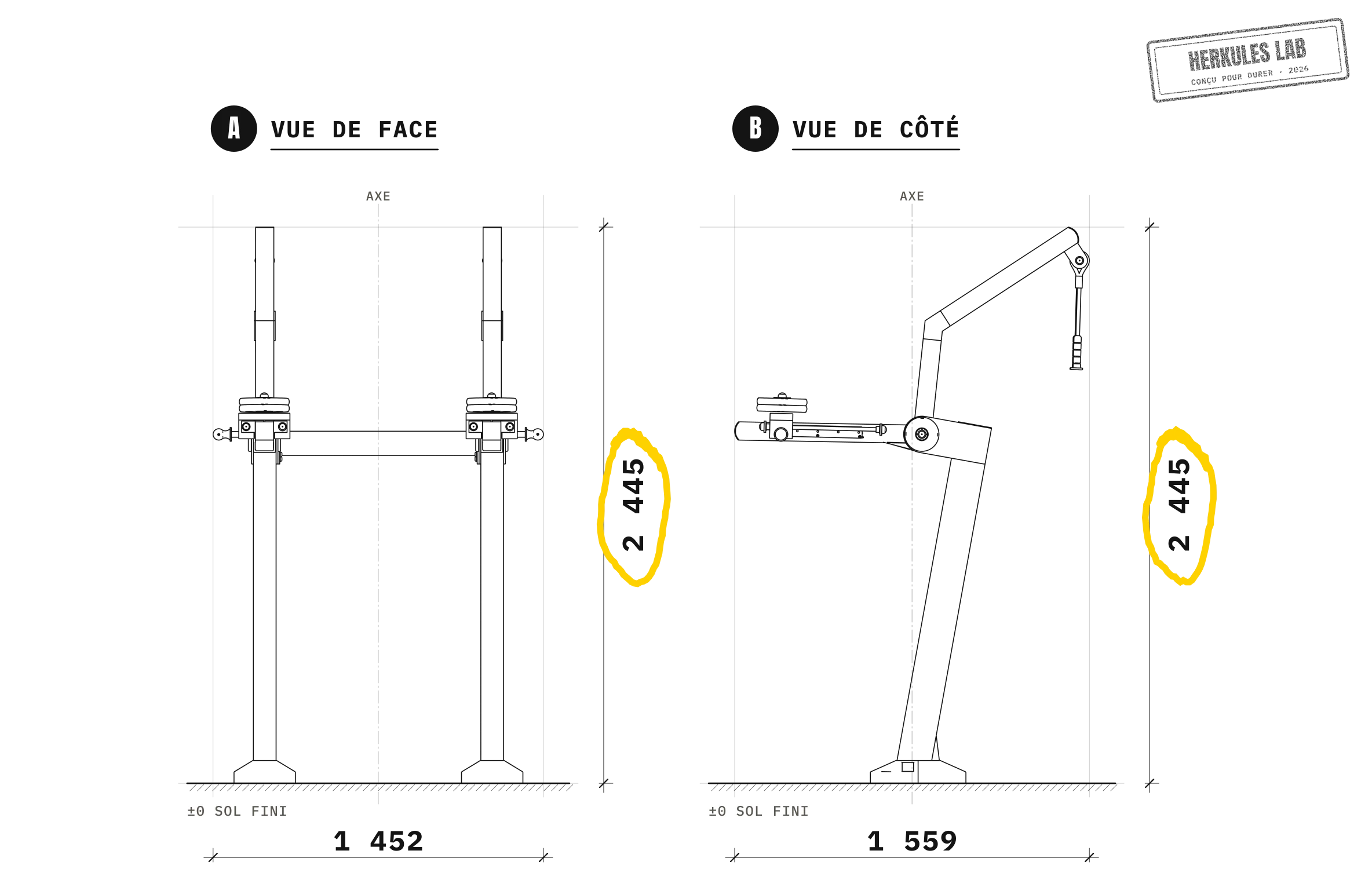 Back Press - Appareils de Musculation à Charges Réglables — Plan coté