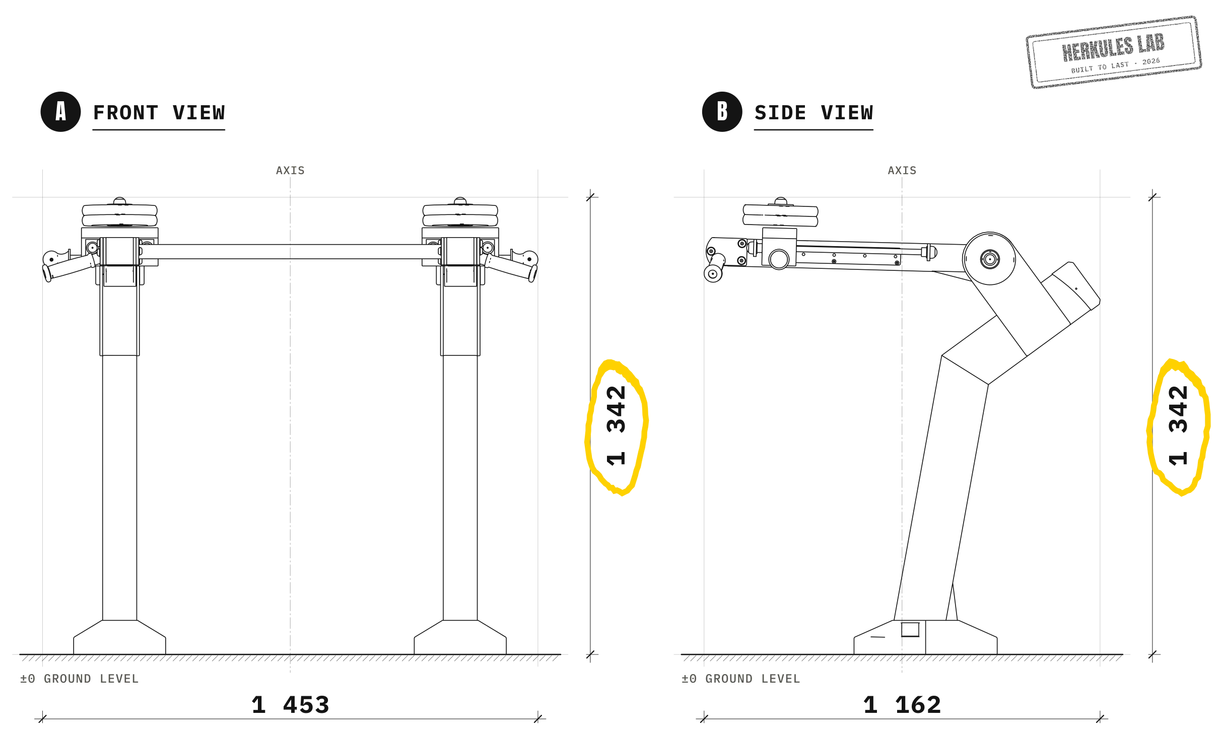 Squat - Adjustable Weight Machines — Dimensioned drawing