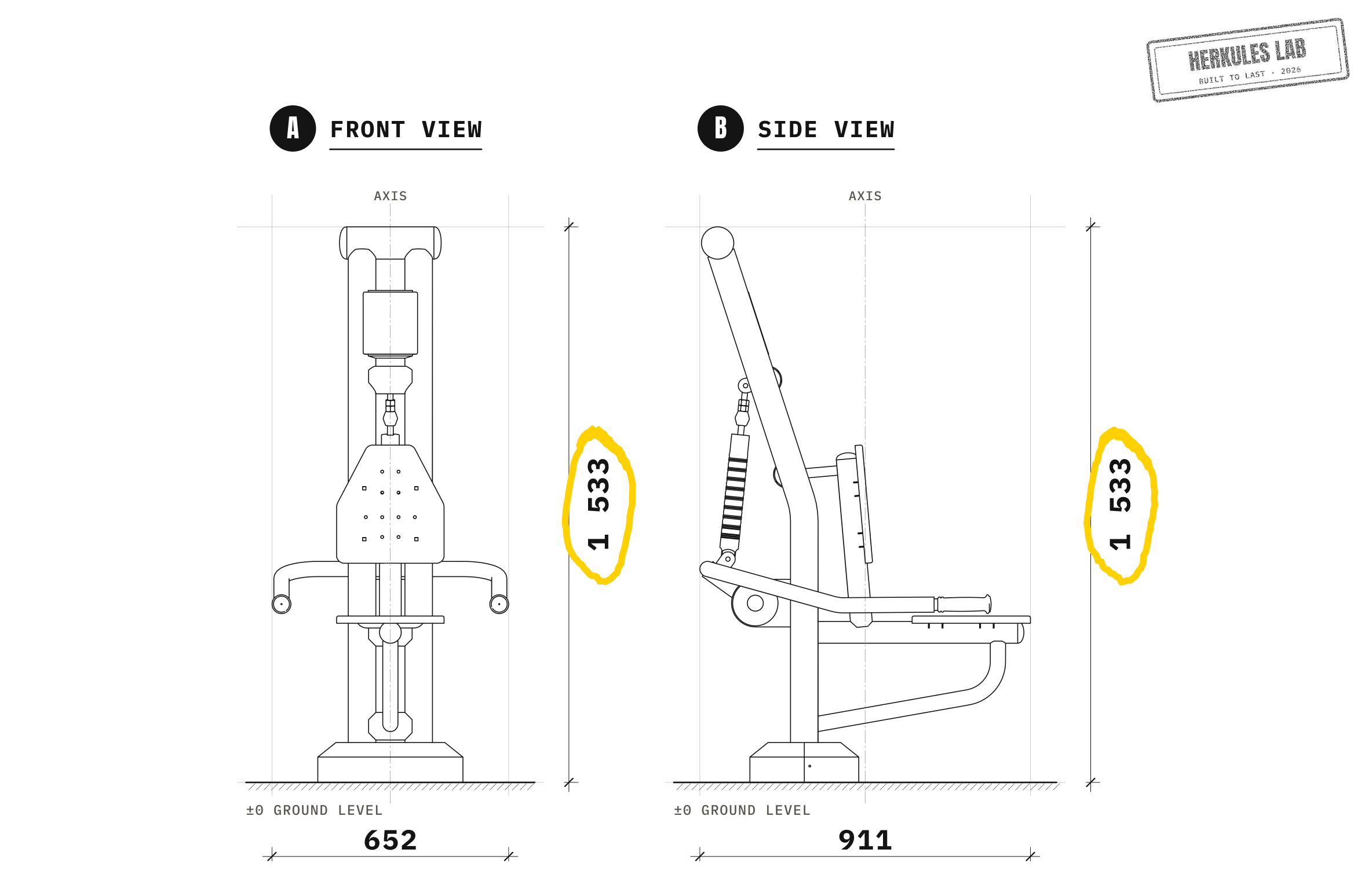 Triceps - Piston Machines — Dimensioned drawing