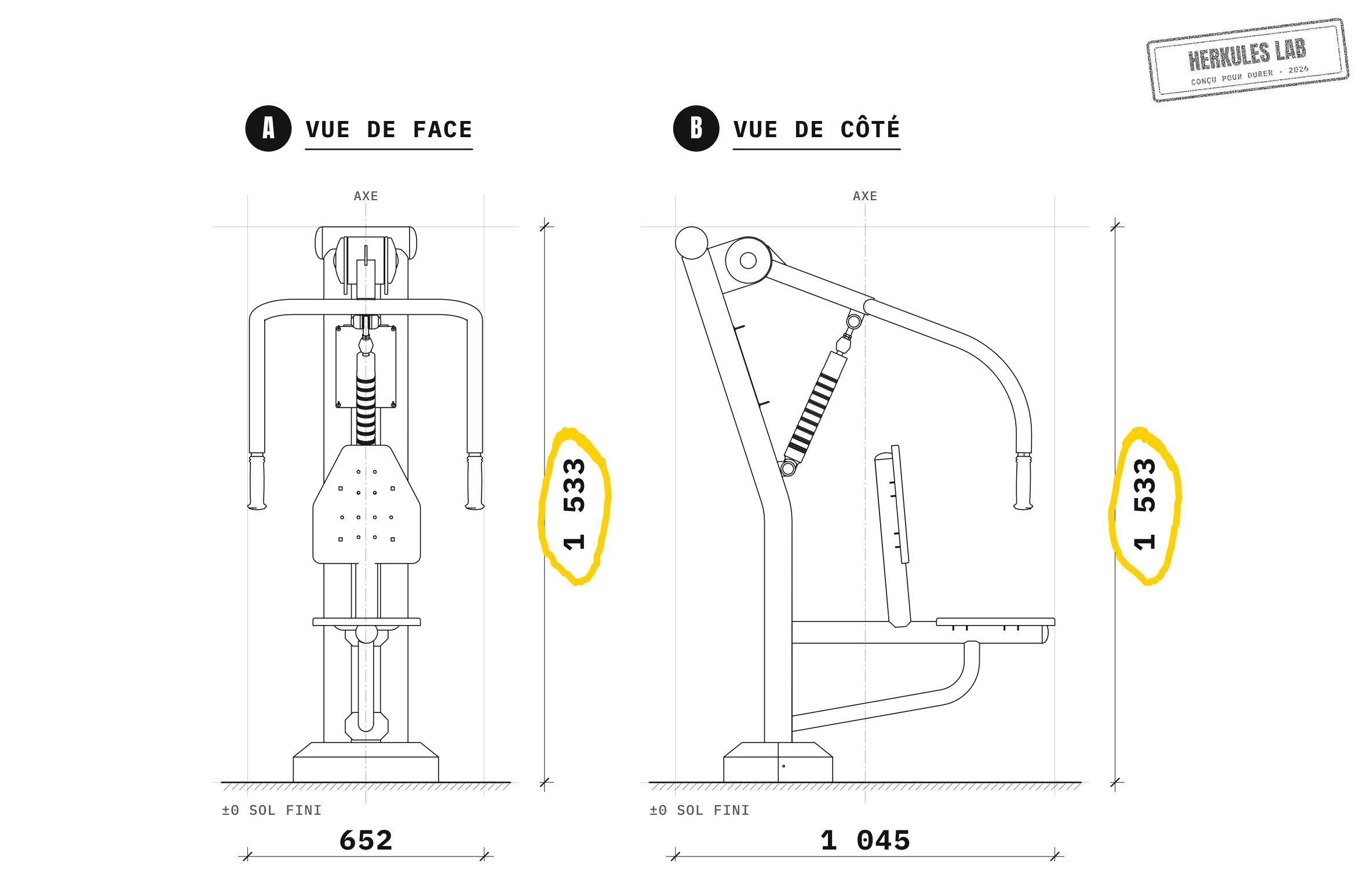 Push - Appareils de Musculation Piston — Plan coté