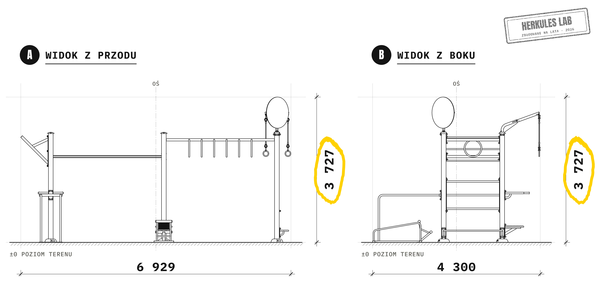 Station Gym - stacje do treningu ulicznego — Rysunek wymiarowy