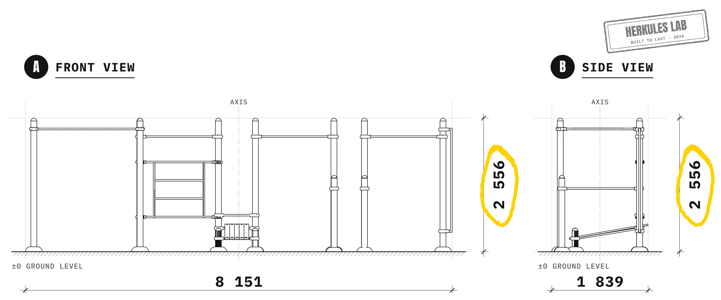 Station Fit - Street Workout stations — Dimensioned drawing