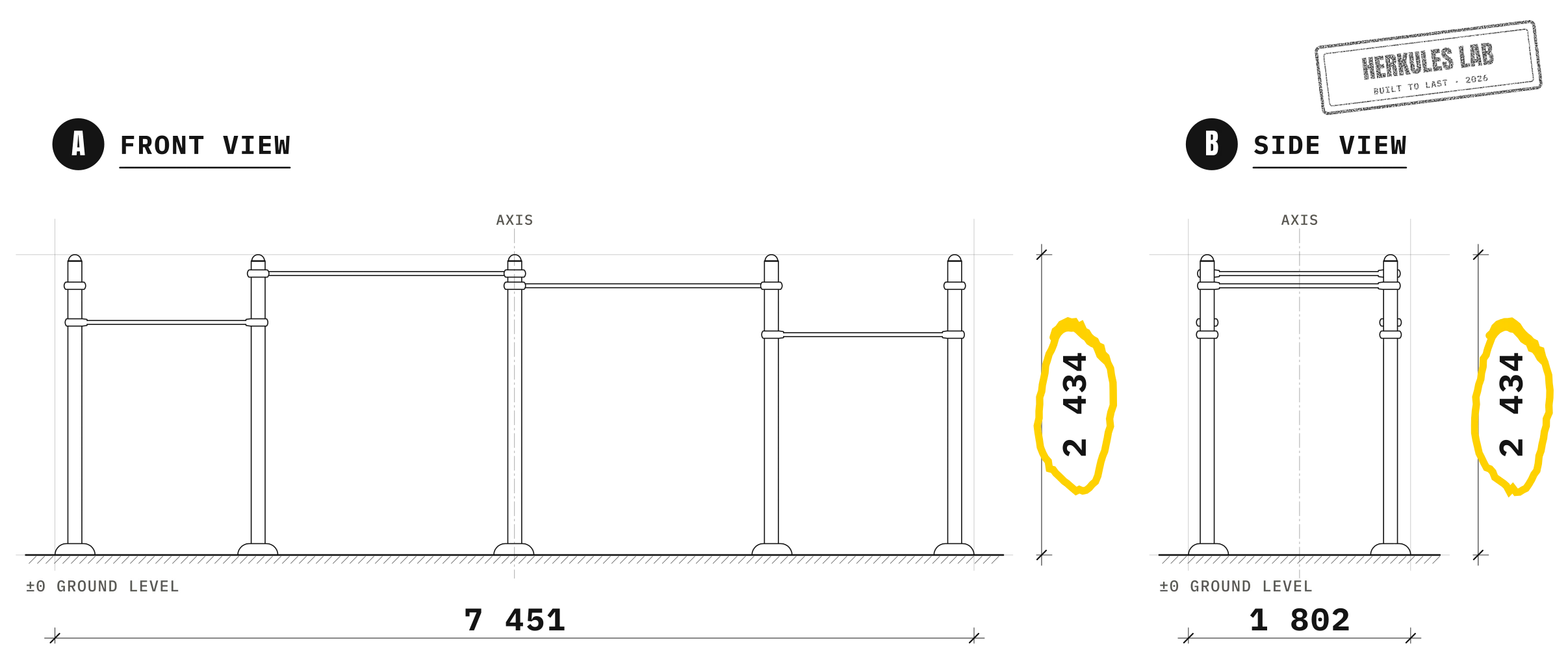 Station Suspendue - Street Workout stations — Dimensioned drawing