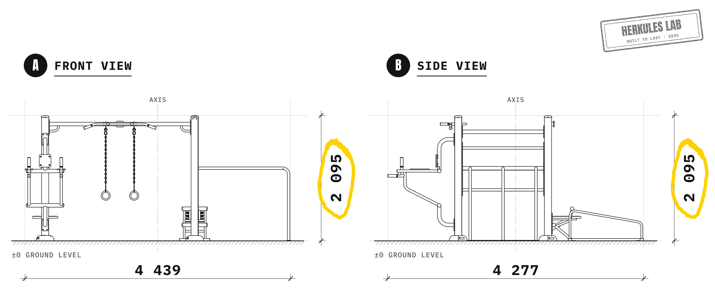 Station Integrée - Street Workout stations — Dimensioned drawing