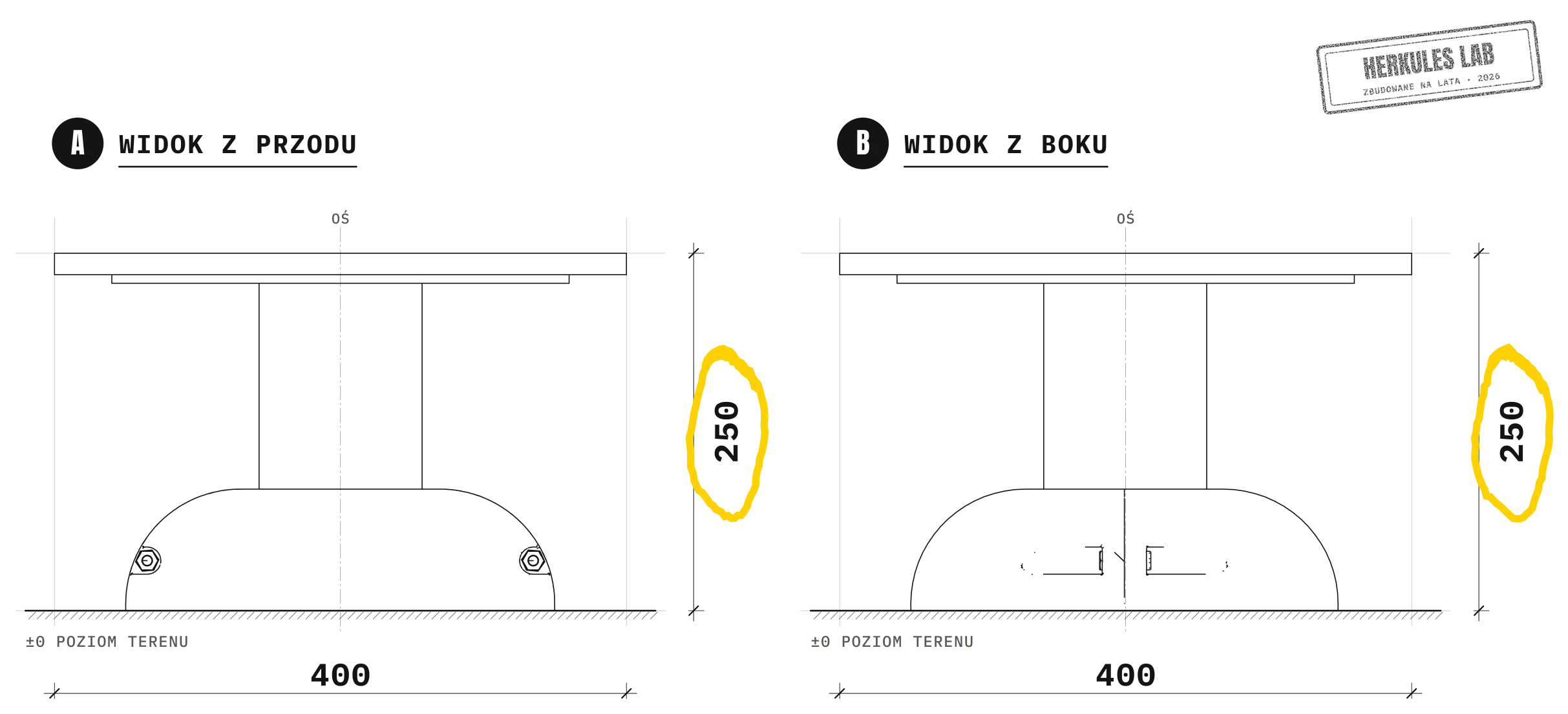 Plateau Step (S) - stacje do treningu ulicznego — Rysunek wymiarowy