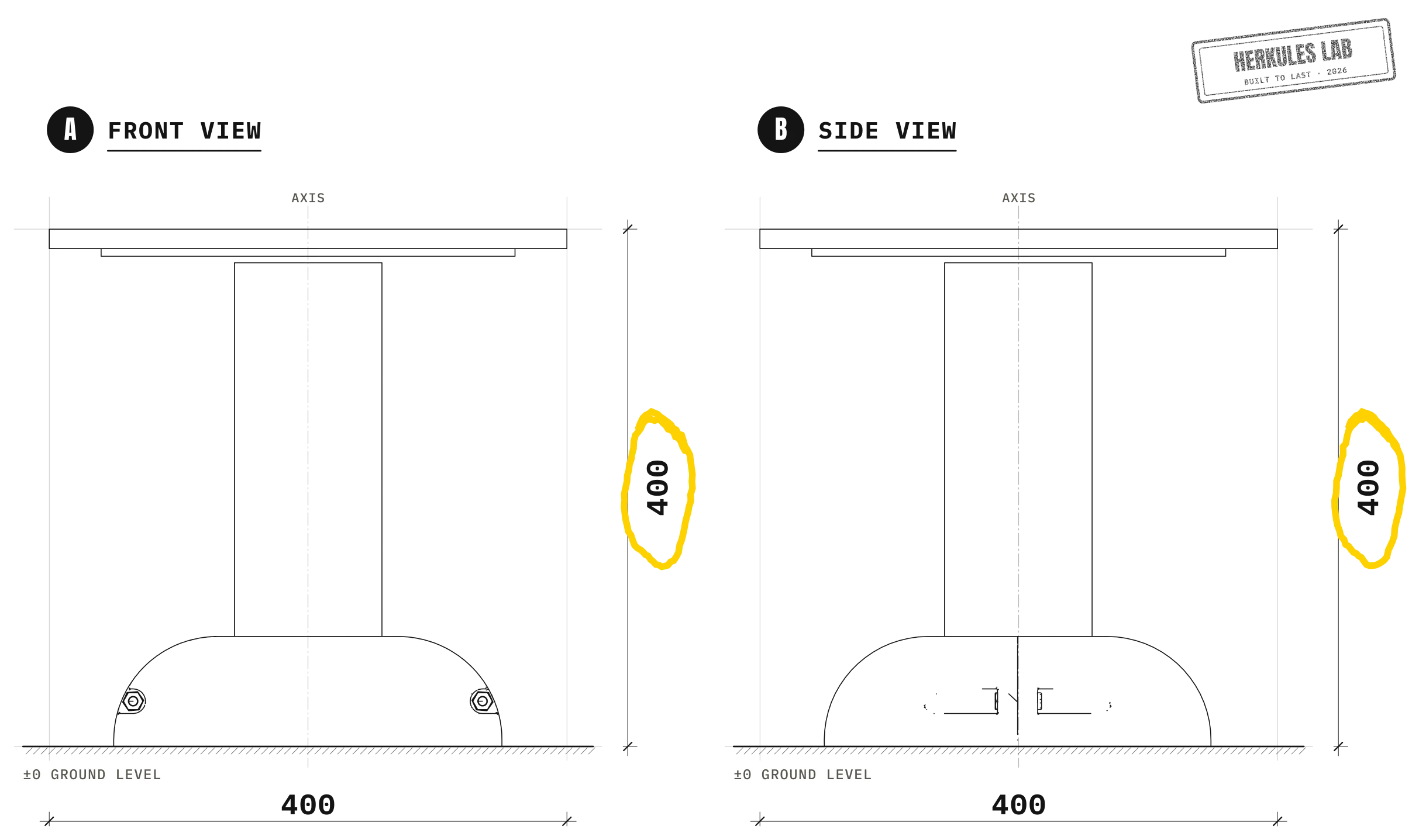 Plateau Step (M) - Street Workout stations — Dimensioned drawing