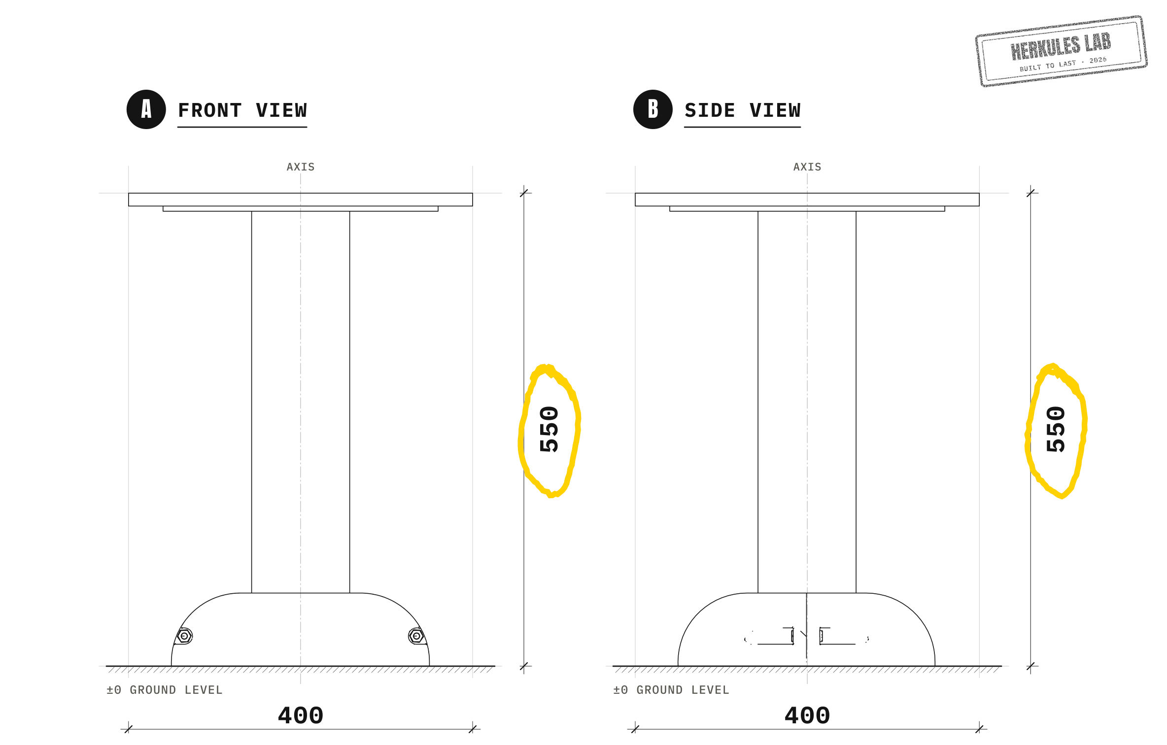 Plateau Step (L) - Street Workout stations — Dimensioned drawing