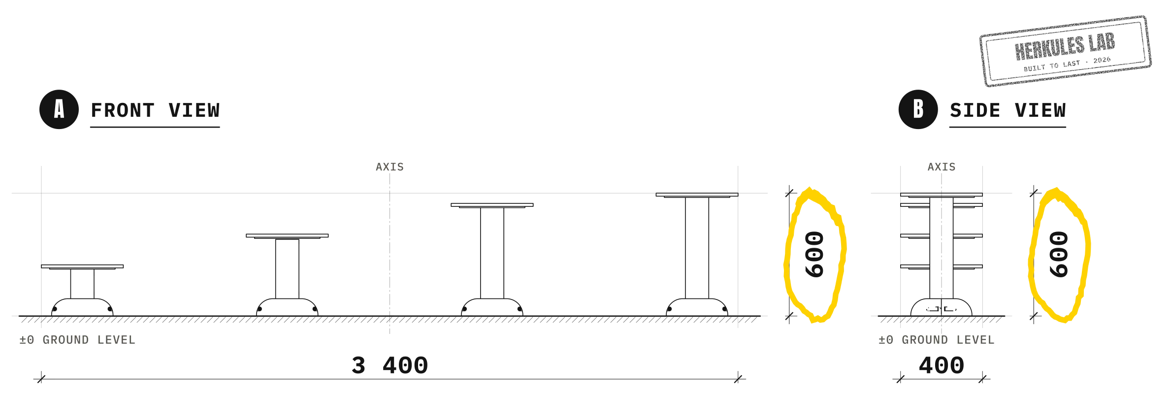 Step Plio 4x - Street Workout stations — Dimensioned drawing