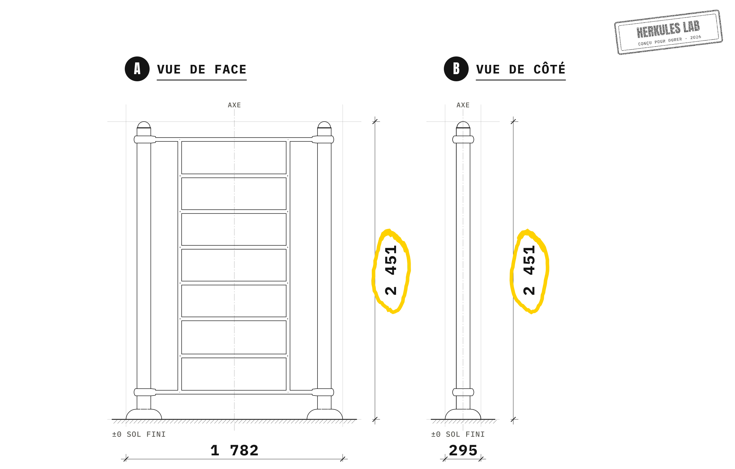 Échelle Verticale - Stations Street Workout — Plan coté