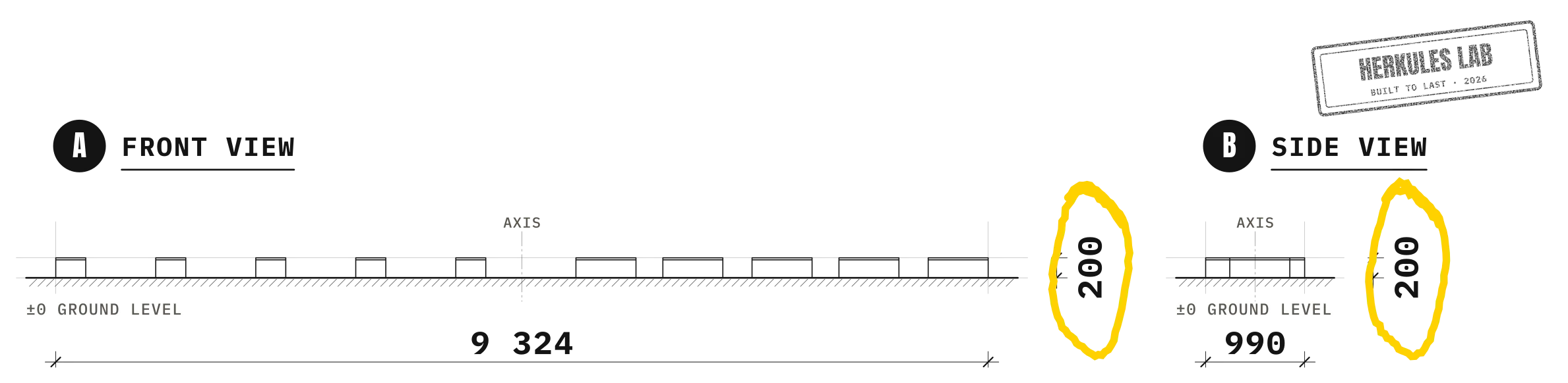 Jump Obstacles - Street Workout stations — Dimensioned drawing