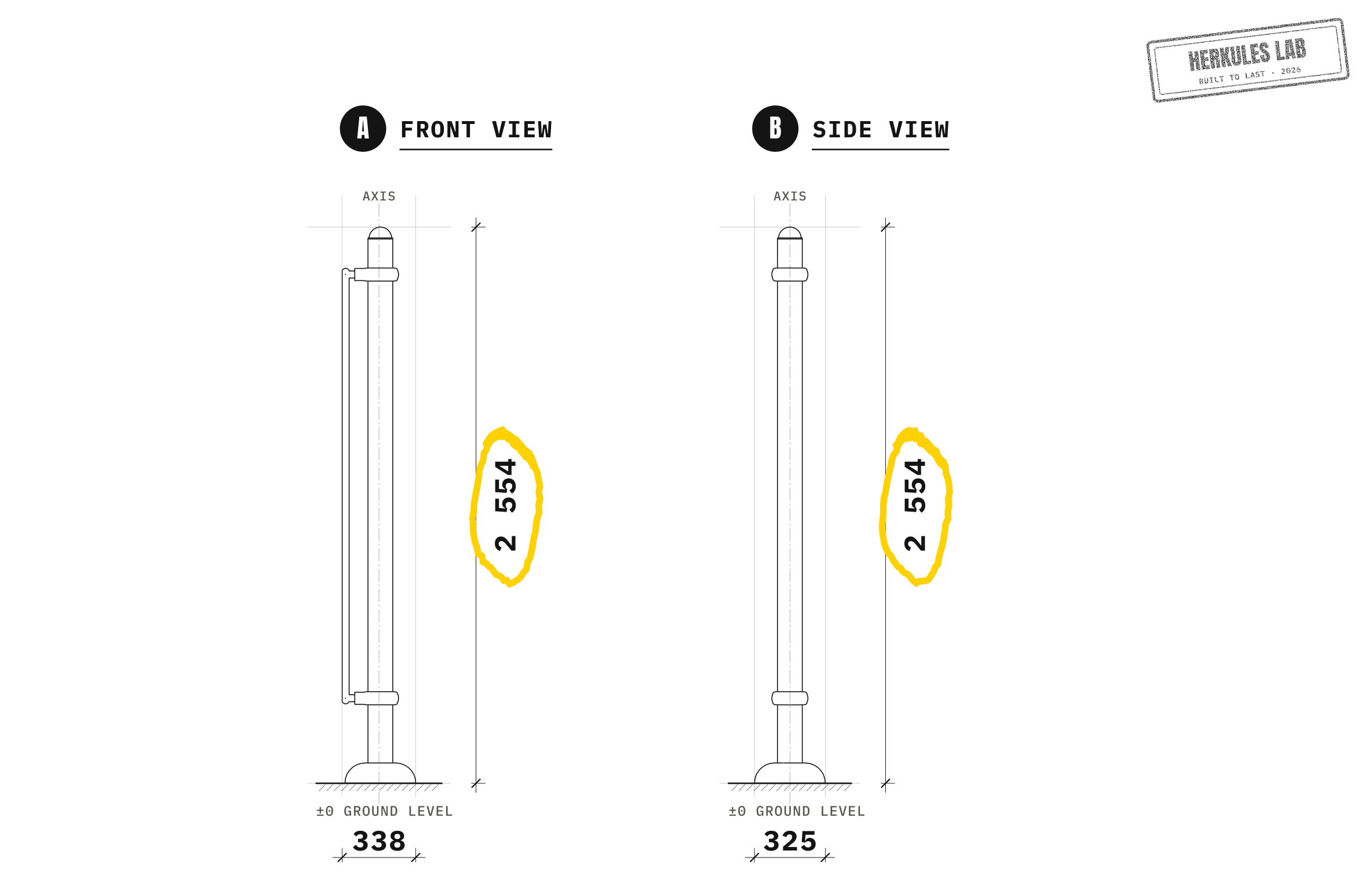 Flag - Street Workout stations — Dimensioned drawing