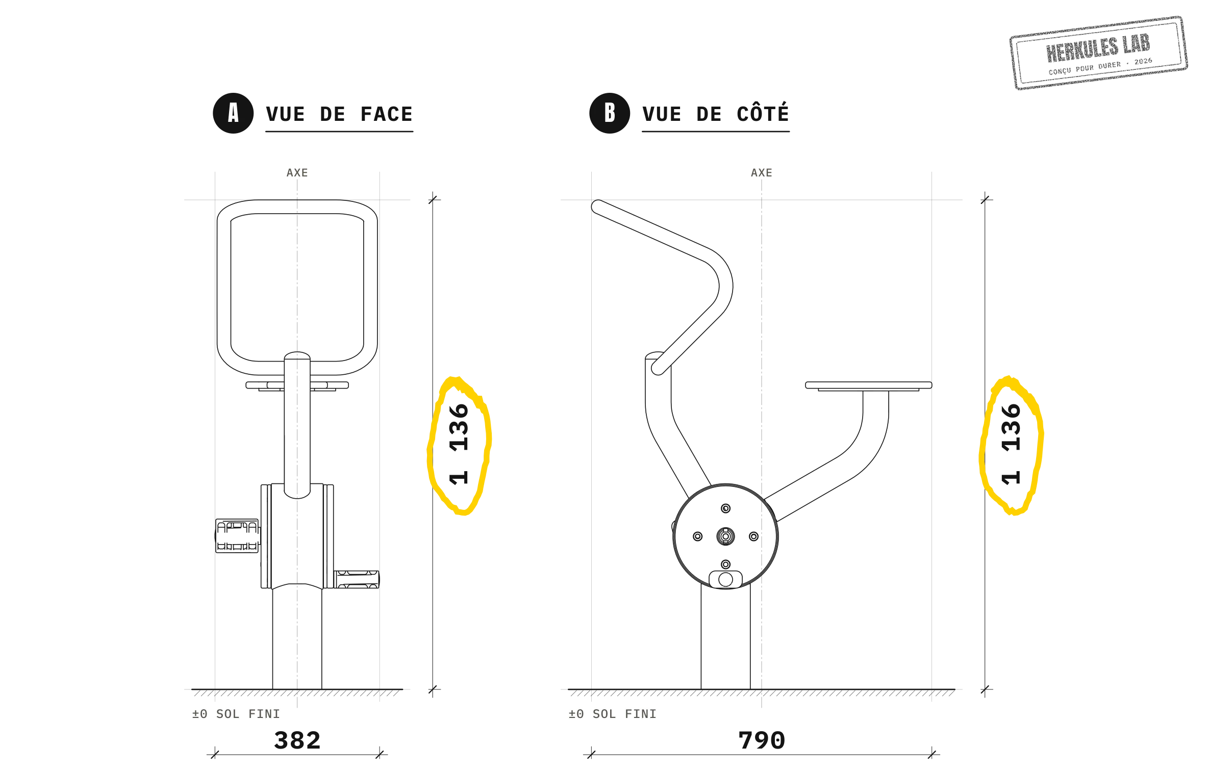 Vélo - Appareils Fitness Enfants — Plan coté