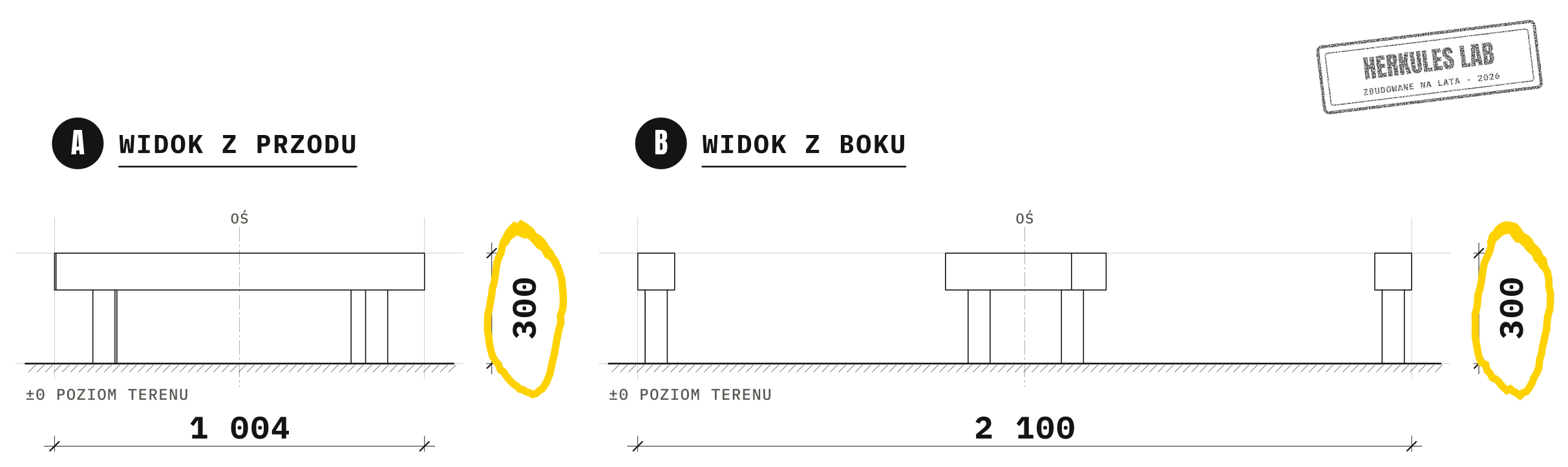 Potrójna Belka — Rysunek wymiarowy