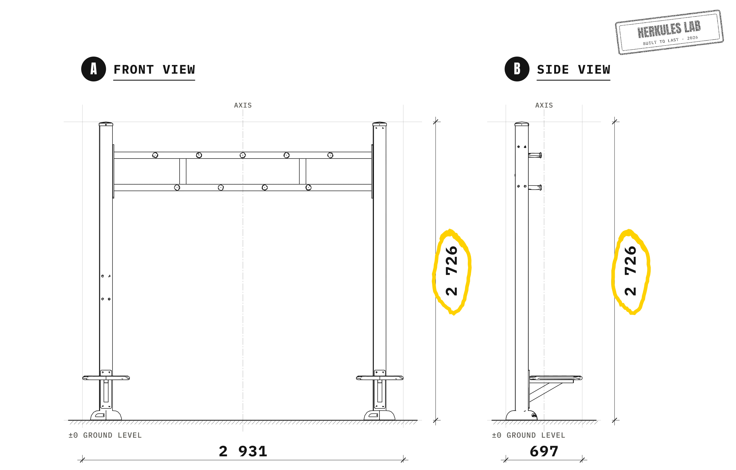 Skywalk - Outdoor Ninja Course — Dimensioned drawing