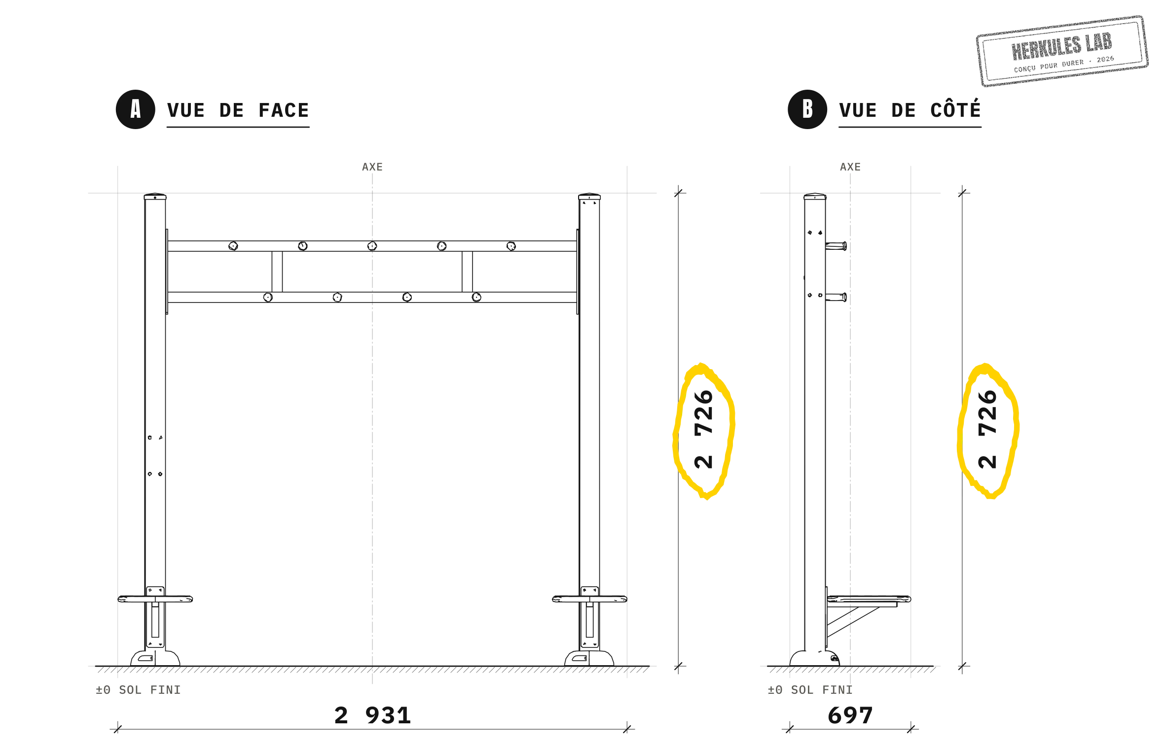 Skywalk - Parcours Ninja Extérieur — Plan coté