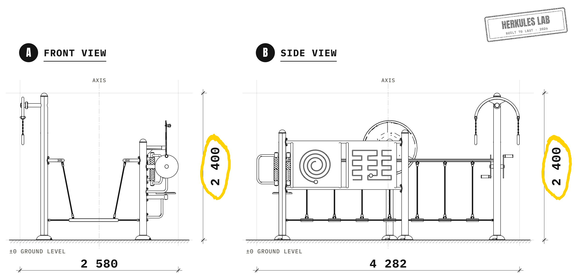 Balance Station - Senior Fitness / Persons with Reduced Mobility — Dimensioned drawing
