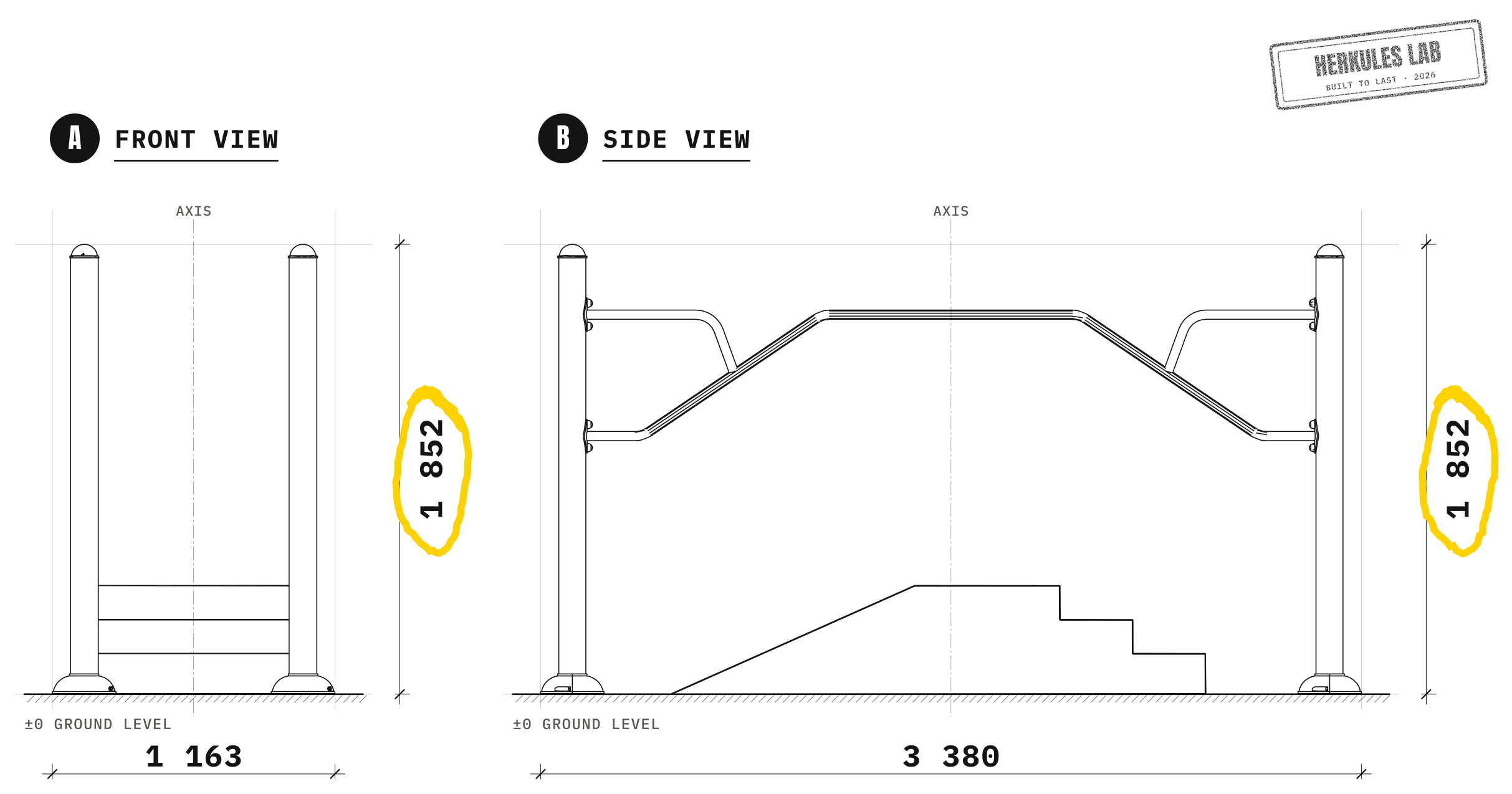 Ramp - Senior Fitness / Reduced Mobility — Dimensioned drawing