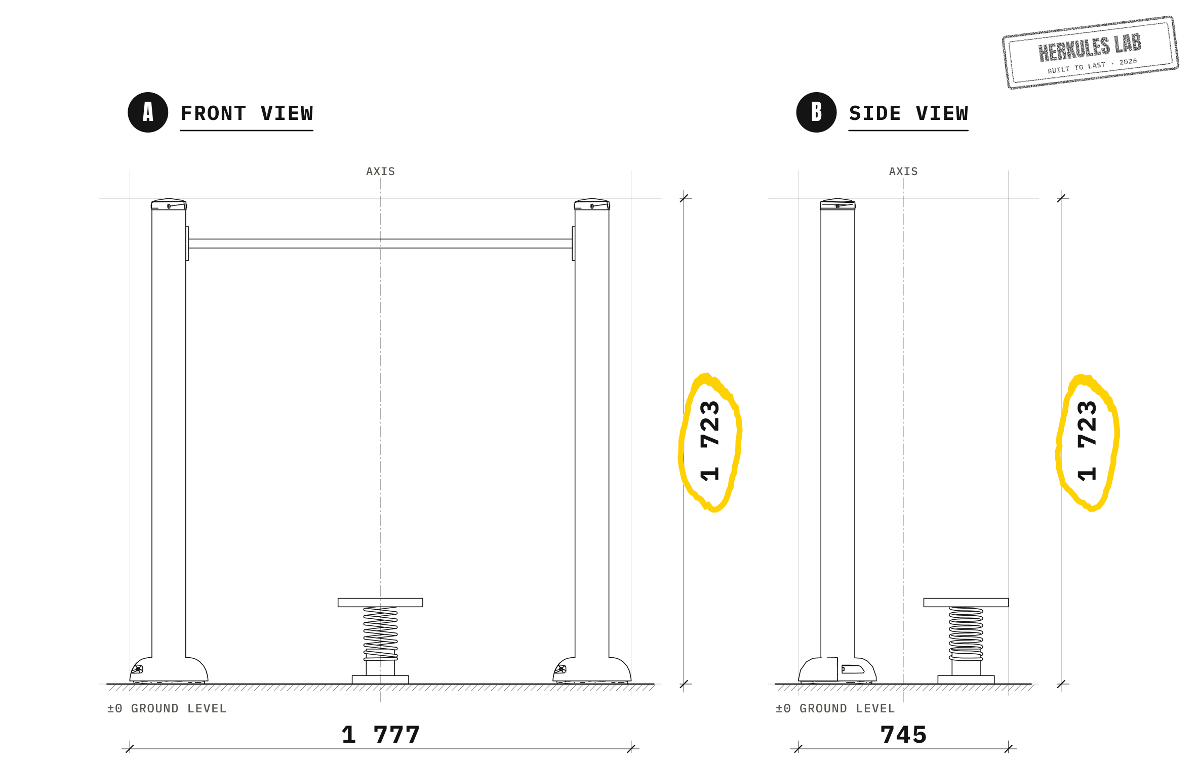 Balance Platform - Senior Health Sport / Reduced Mobility — Dimensioned drawing