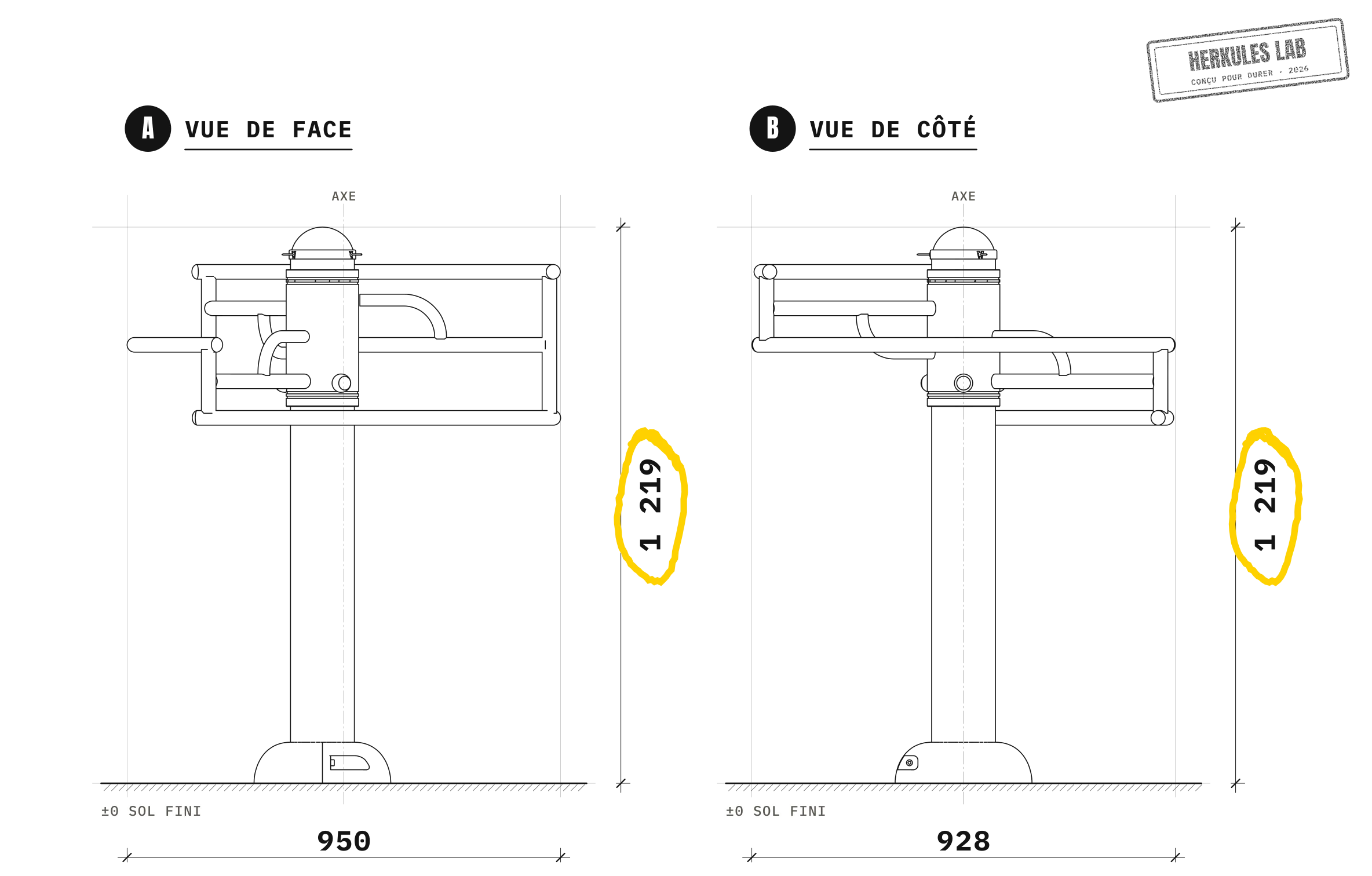 Stretch - Appareil de Fitness Extérieur — Plan coté