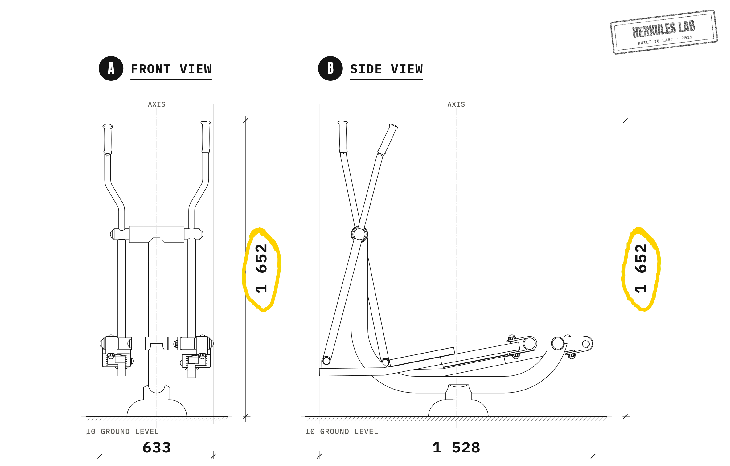 Outdoor Elliptical - Fitness equipment — Dimensioned drawing