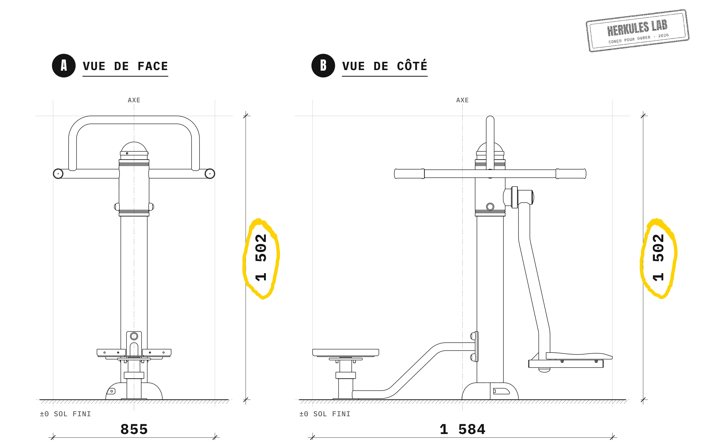 Surfeur + Twister - Appareil de Fitness Extérieur — Plan coté
