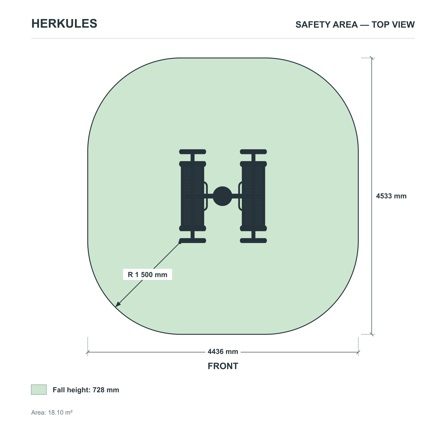 Abdos Double Bench - Outdoor Fitness Equipment — Safety area