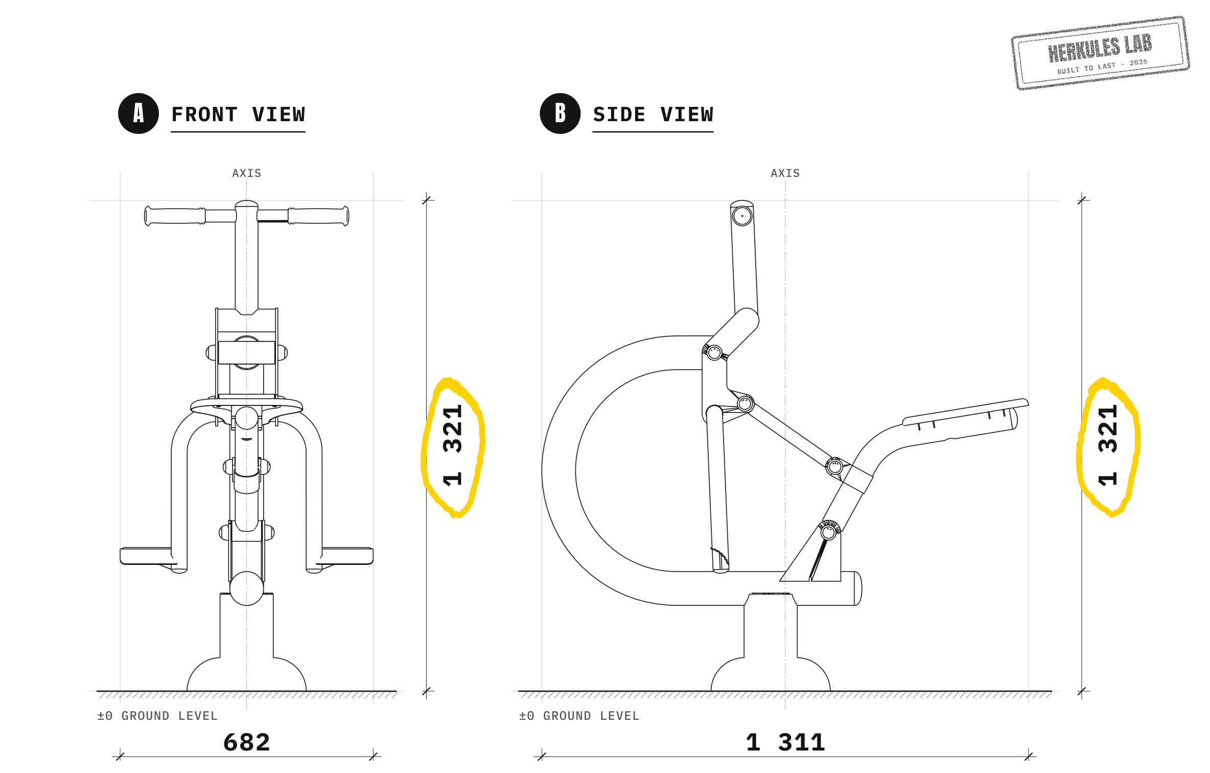 Cavalier - Outdoor fitness equipment — Dimensioned drawing