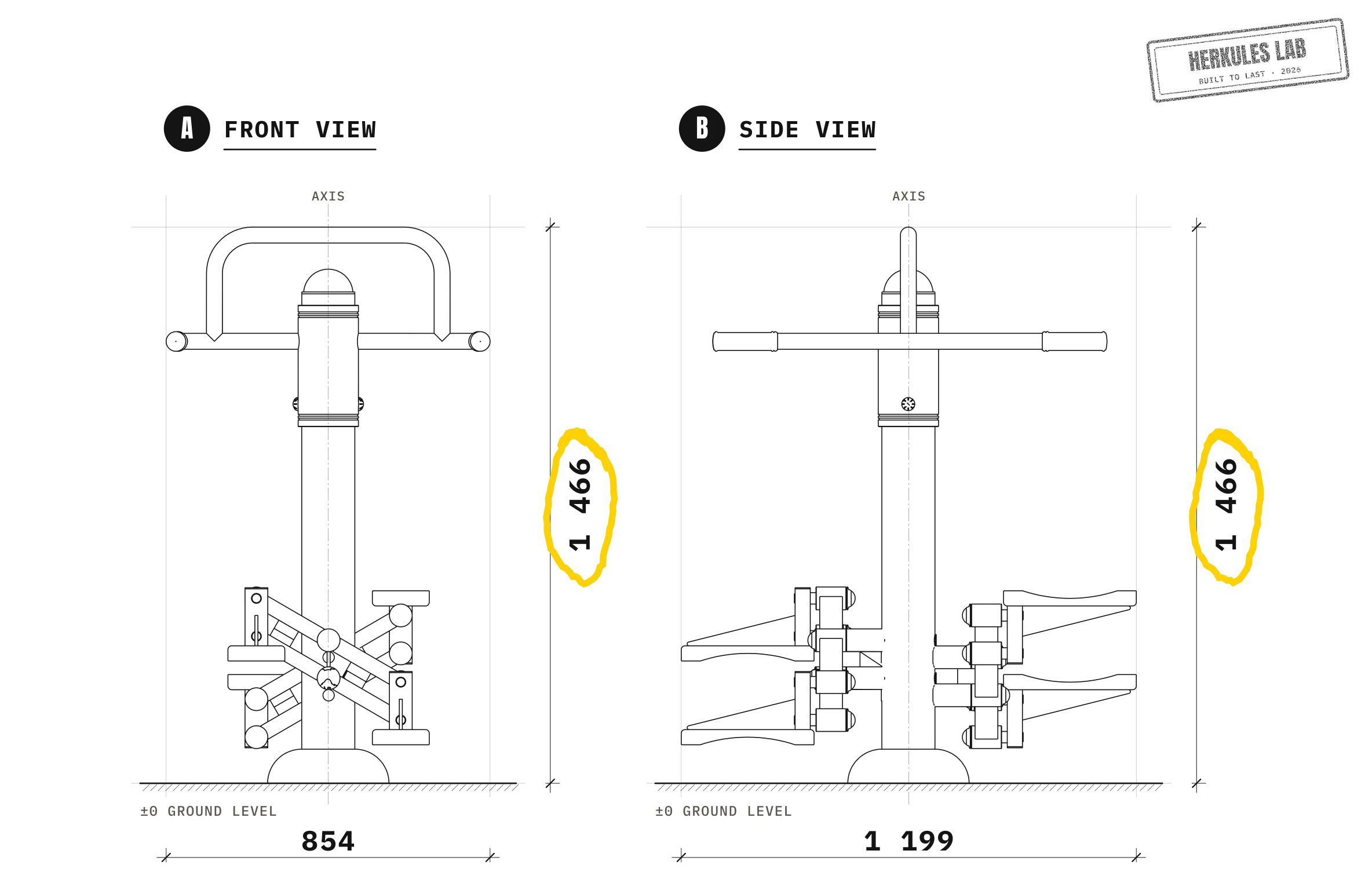 Stepper Double - Outdoor Fitness Equipment — Dimensioned drawing