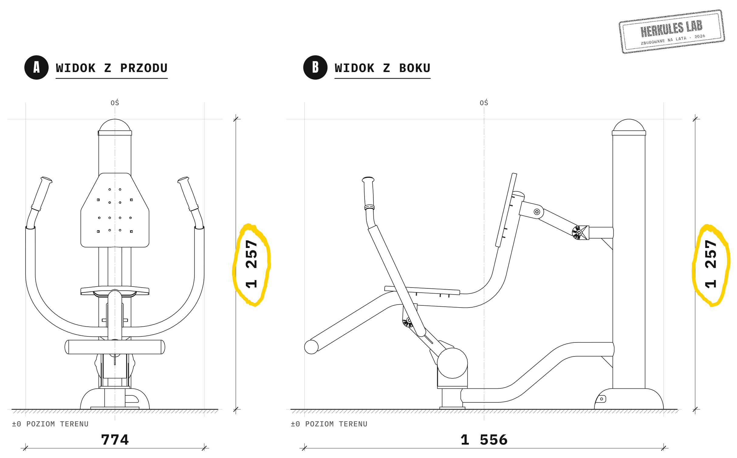 Prasa ręczna — Rysunek wymiarowy